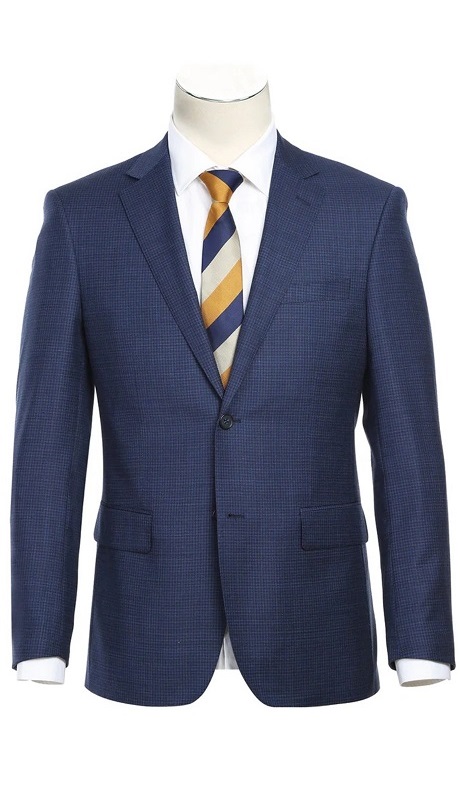 Renoir Mens Suit 564-4 -BLUE ( Slim Fit Wool Suit )