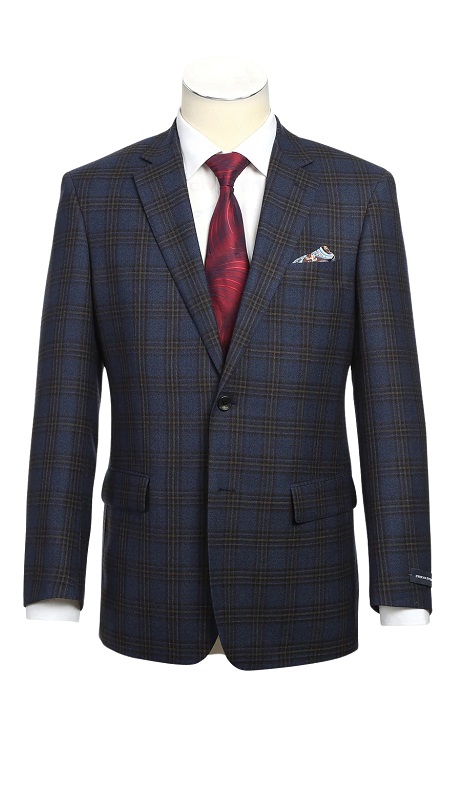 Renoir Mens Blazer 565-10-BLUE-BLK ( Classic Fit Wool Blazer )