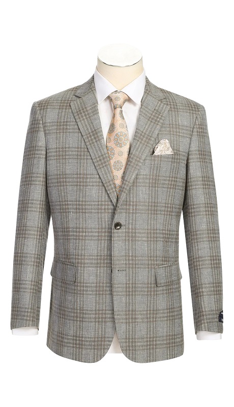 Renoir Mens Blazer 565-13-GRY-BRN ( Classic Fit Wool Blazer )