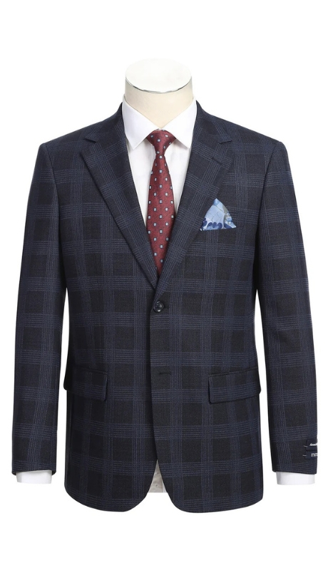 Renoir Mens Blazer 565-19-NAVY ( New Slim Fit Wool Blazer )