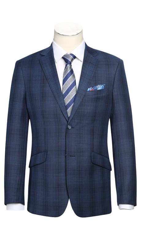 Renoir Mens Blazer 565-4-NAVY ( Slim Fit Wool Blazer )