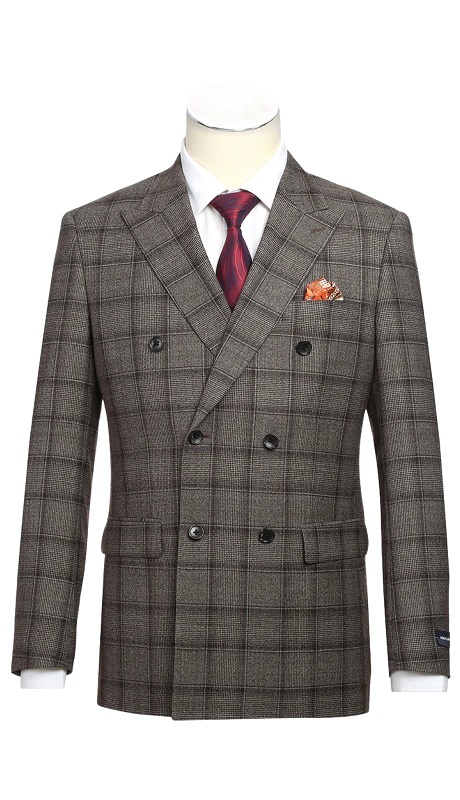Alessandro Vitello Mens Suit 565-7-BROWN ( New Slim Fit Wool Suits )