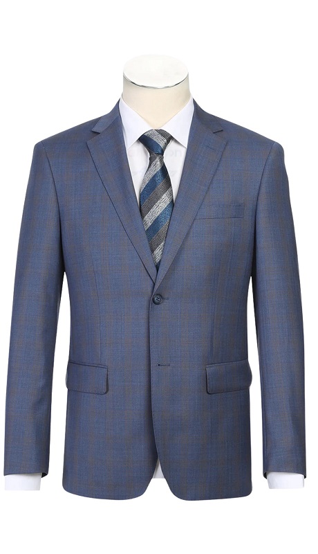 Renoir Men's Suit 566-2-BLU (New Slim Fit Wool Suits)