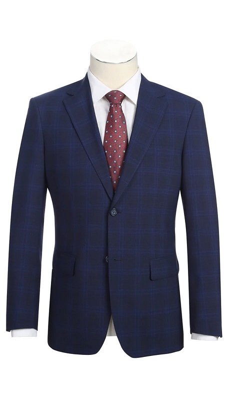 Alessandro Vitello Mens Suit 566-7-BLUE ( New Slim Fit Wool Suits )