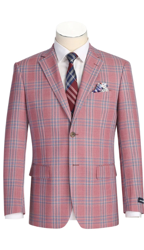 Renoir Mens Blazer 567-15-WATERMELON RED ( Men's New Slim Fit Wool Blazer)