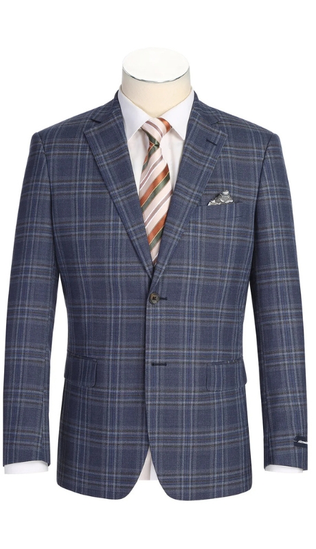 Renoir Mens Blazer 567-17-NAVY ( Men's New Slim Fit Wool Blazer)