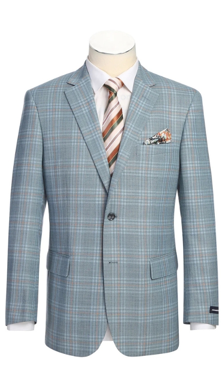 Renoir Mens Blazer 567-18-ACID BLUE (Men's Classic Fit Wool Blazer)
