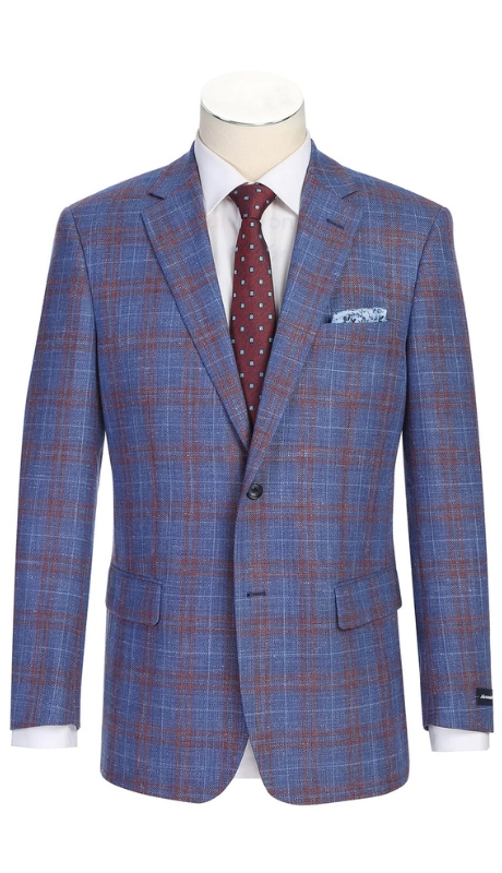 Renoir Mens Blazer 567-19-BLUE (Men's Classic Fit Wool Blazer)