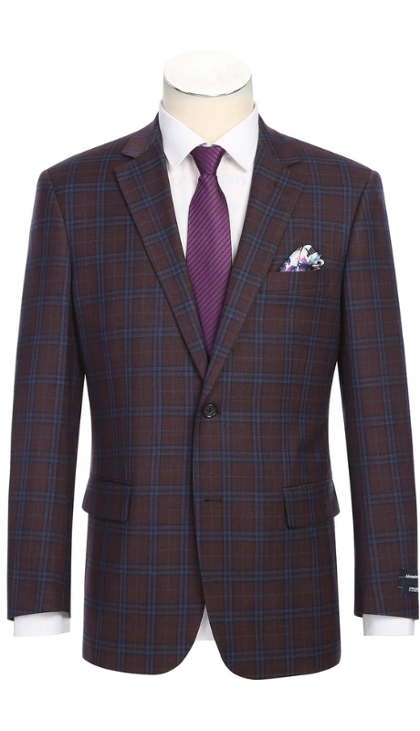 Renoir Mens Blazer 567-9-PURPLE (Men's Classic Fit Wool Blazer)