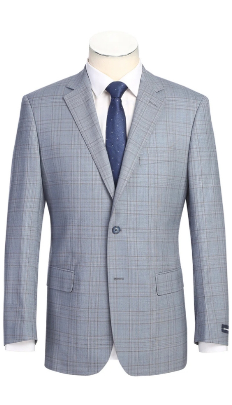 Renoir Men's Suit 568-7-BLUE (Classic Fit Wool Suits)