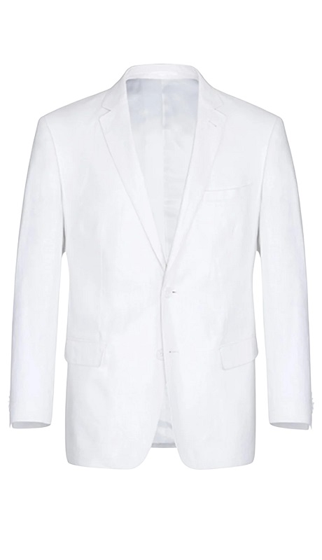 Renoir Men's Suit 601-20-WHT (Notch Lapels White Solid Linen Suits)