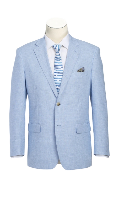 Renoir Mens Coat 610-6-BLUE ( Classic Fit Blazer Linen/Cotton Sport Coat )