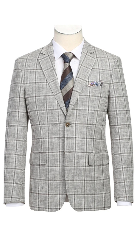 Renoir Mens Blazer 610-9-KHKHI (Men's New Slim Fit Wool Blazer)