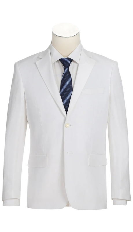 Renoir Men's Suit 611-2-WHT (New Slim Fit Checked Linen Suits)