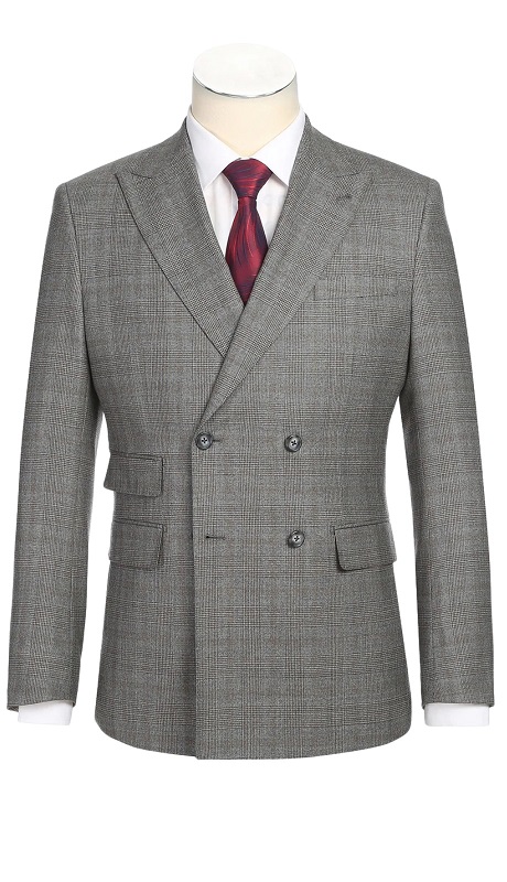 English Laundry Mens Suit EL12-60-093-GRY ( Double-breasted Gray Check Suit )