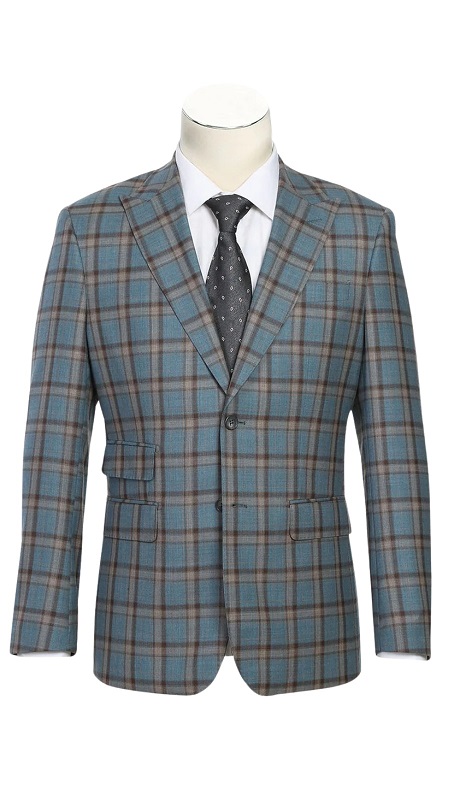 English Laundry Mens Suit EL72-57-470-LIT-GRY-BRON ( Stereoscopic-Grid Wool Suit )