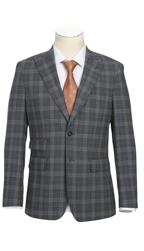 English Laundry Mens Suit EL72-58-093-GRY ( Check Peak Wool Suit )