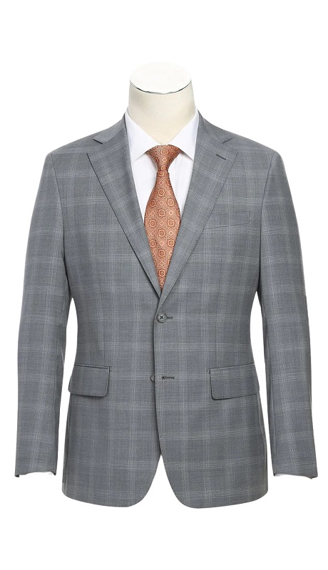 English Laundry Mens Suit EL72-62-092-LIT-GRY ( Window Pane Check Wool Suit )