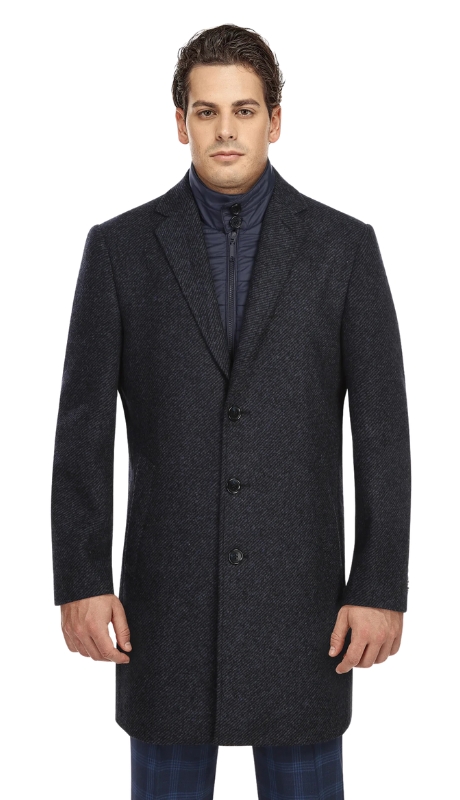 English Laundry Mens Coat EL98-08-410-NAVY ( Long Coat with Bib )