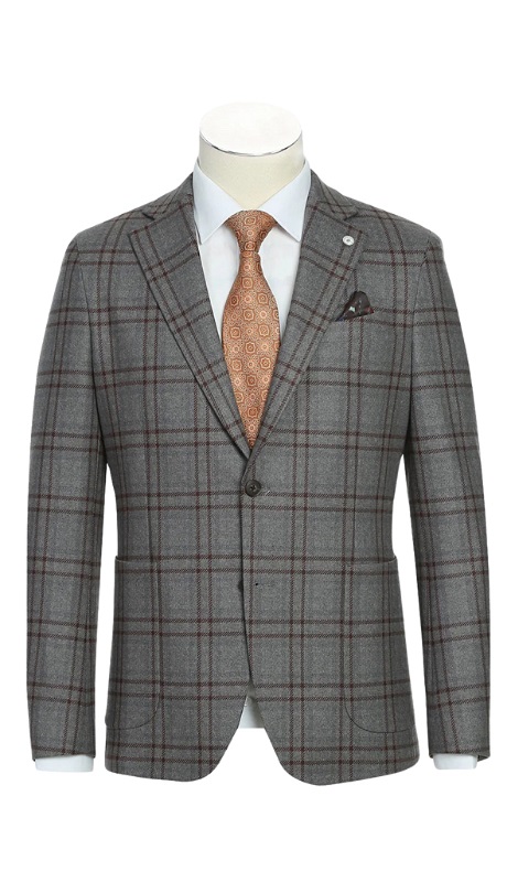 Pellagio Mens Blazer PF23-11-GRY ( Half Canvas Blazer )