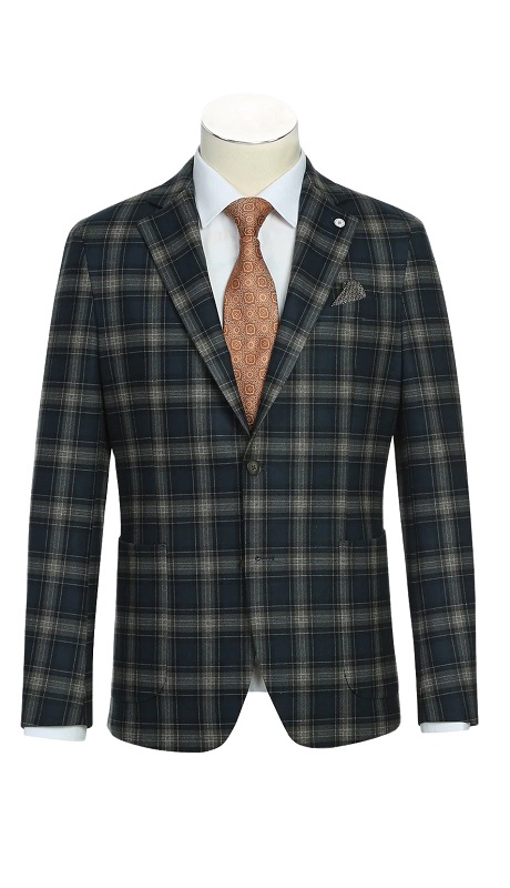 Pellagio Mens Blazer PF23-12-NAVY-BRN ( Half Canvas Blazer )