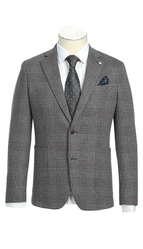 Pellagio Mens Blazer PF23-13-GRY-BLUE ( Half Canvas Blazer )