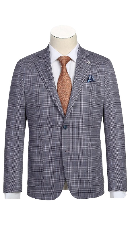 Pellagio Mens Blazer PS23-4 -BLU-GRY ( Half Canvas Blazer )