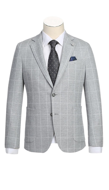Pellagio Mens Blazer PS23-8-WHT-GRY-PLAID ( Half Canvas Blazer )