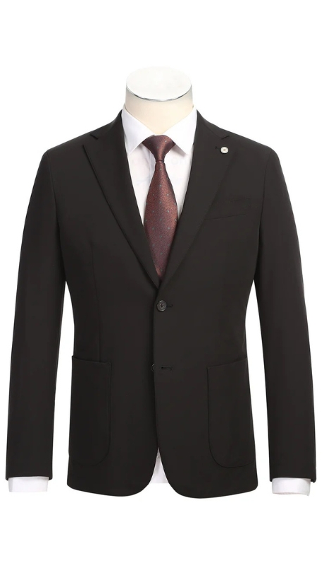 Pellagio Mens Suit PS25-16-BLK ( Half Canvas Single Breasted Suit )