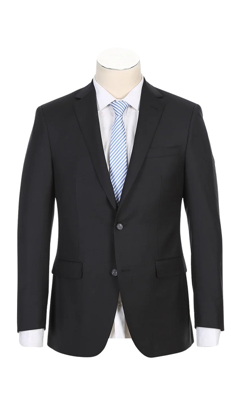 Rivelino Mens Suit RHC100-1-BLK ( Half-Canvas Suit )