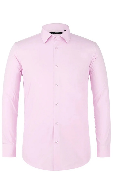Verno Mens Shirt CS0222-LIT-PINK ( Classic Fit Long Sleeve Travel Easy-Care Cotton Dress Shirt )