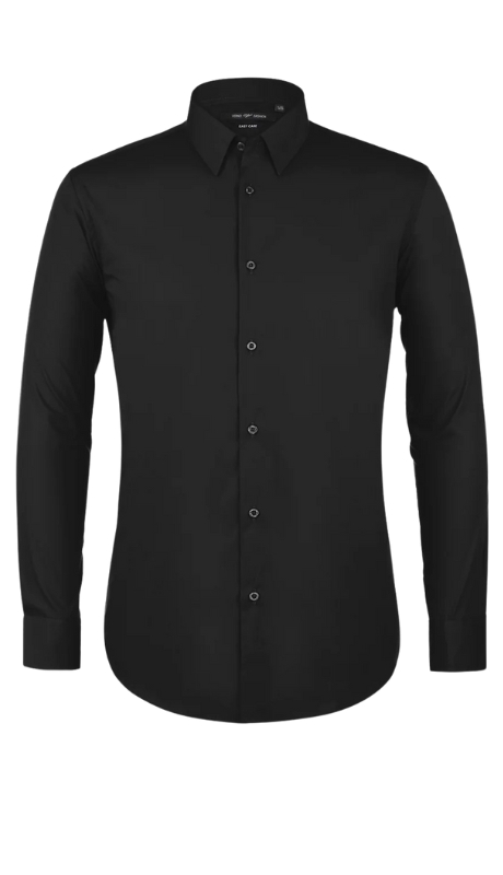 Verno Mens Shirt CS0223-BLK ( Classic Fit Long Sleeve Travel Easy-Care Cotton Dress Shirt )