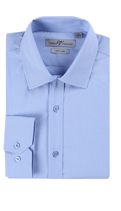 Renoir Mens Shirts SS210-LIT-BLUE ( Slim Fit Cotton Easy Care Dress Shirt )