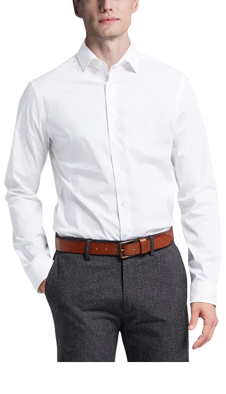 Verno Mens Shirt TC01-WHT ( Classic Fit Long Sleeve Spread Collar Dress Shirt )