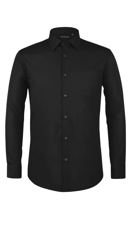 Verno Mens Shirt TC22-BLK ( Classic Fit Long Sleeve Spread Collar Dress Shirt )