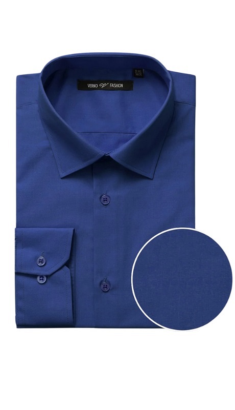 Renoir Mens Shirt TC635-ROY-BLU ( Classic Fit Long Sleeve Spread Collar Dress Shirt )