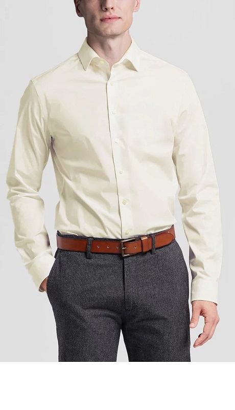 Verno Mens Shirt TC645-IVORY ( Classic Fit Long Sleeve Spread Collar Dress Shirt )