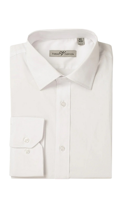 Verno Mens Shirt TCS02-IVORY ( Slim Fit Long Sleeve Stretch Dress Shirt )
