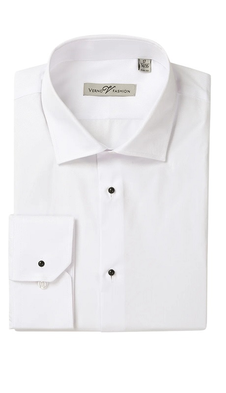 Verno Mens Shirt-TUX01-WHT ( Slim Fit Long Sleeve Tuxedo Dress Shirt )