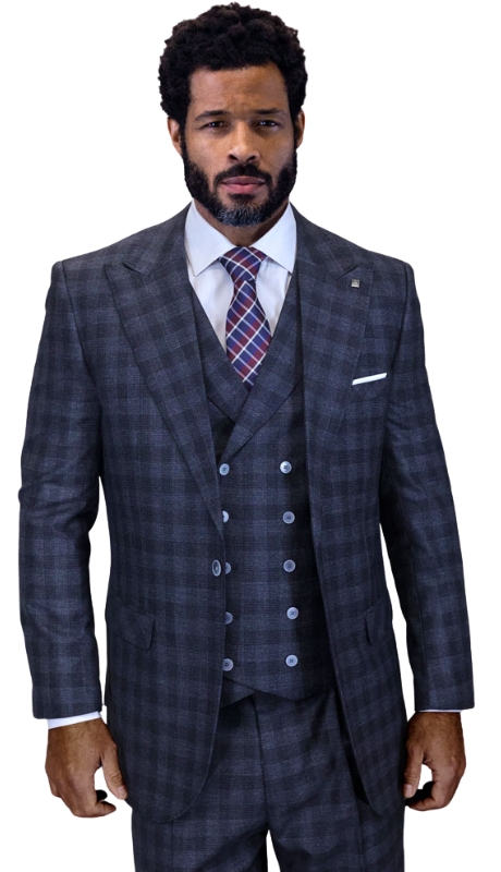 Statement BALANCIGA- BLACK-3PC  Mens Suit