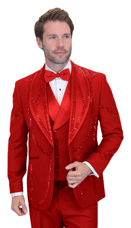 Statement CHIC-RED-3PC Mens Tuxedo