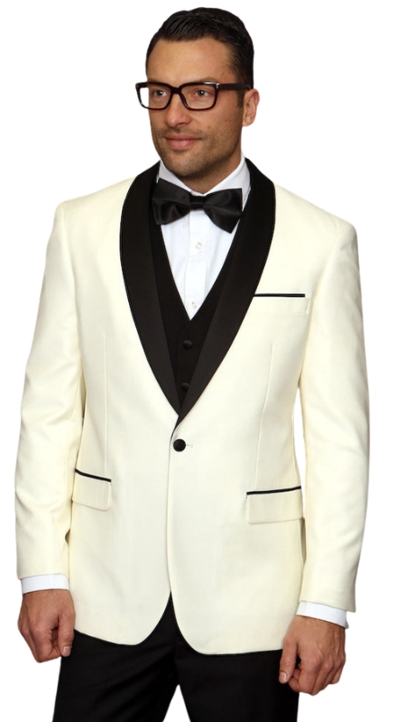 Statement ENCORE-OFF WHITE-3PC Mens Suit