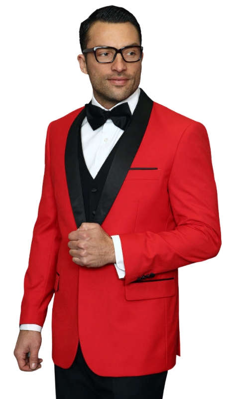 Statement ENCORE-RED-3PC Mens Suit