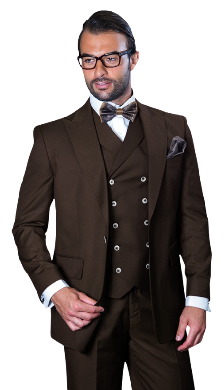 Statement FLORENCE- BROWN-3PC Mens Suit