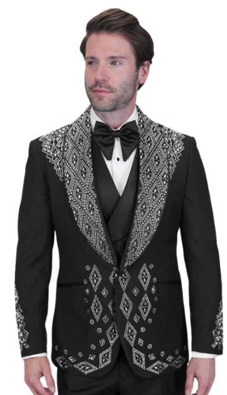 Statement GIOVANI-BLACK-SILVER Mens Tuxedo