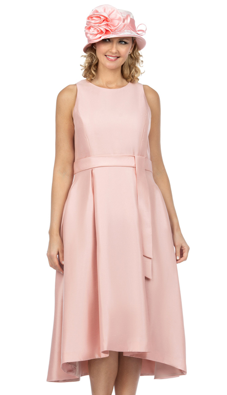 Giovanna D1538-PIN ( 1pc Novelty Sleeveless Full Flare Hi-Lo Dress With Belt )