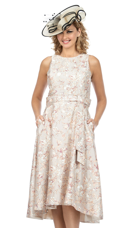 Giovanna D1538-TAU ( 1pc Novelty Sleeveless Full Flare Hi-Lo Dress With Belt ) - Hat