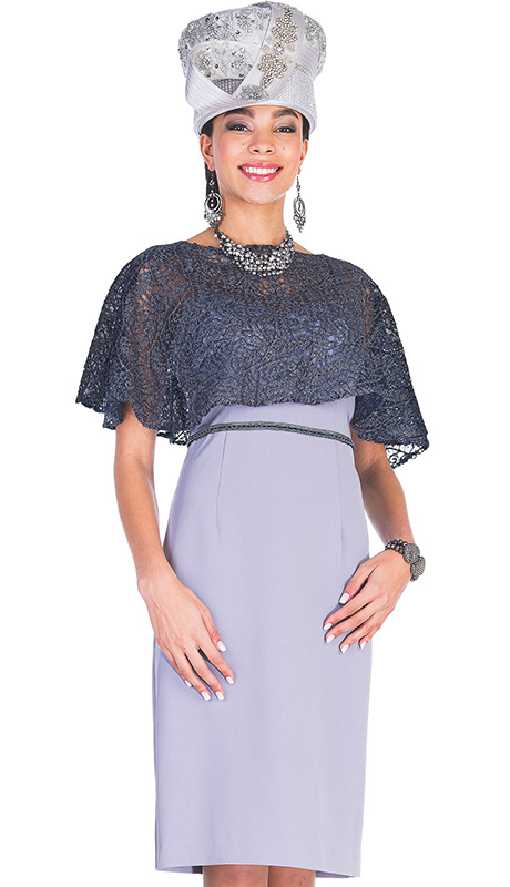 Aussie Austine 5638-H ( 2pc Twill Satin Womens Church Dress With Cape )-Hat