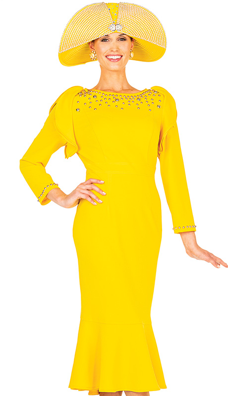 Aussie Austine 5626-H ( 1pc Crepe De Chine Womens Church Dress With Embroidered Pattern )-Hat