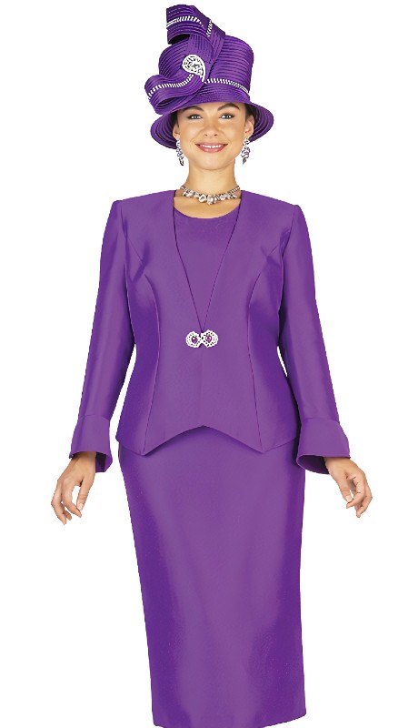 Champagne Italy 5673 ( 3pc Ladies Church Suit With Twill Satin Jacket And Skirt )-Hat